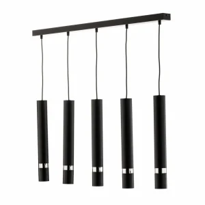 Best Eko-Light Suspension Joker, noire/argentée, à cinq lampes