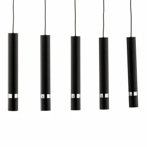 Best Eko-Light Suspension Joker, noire/argentée, à cinq lampes