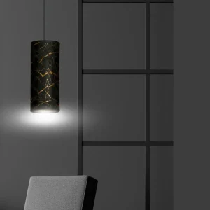 New EMIBIG LIGHTING Suspension Joni tissu, 1 lampe, noir marbré