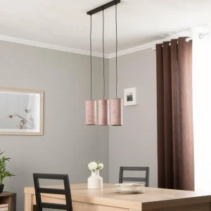 New Euluna Suspension Joni tissu allongée 3 lampes rosé doré