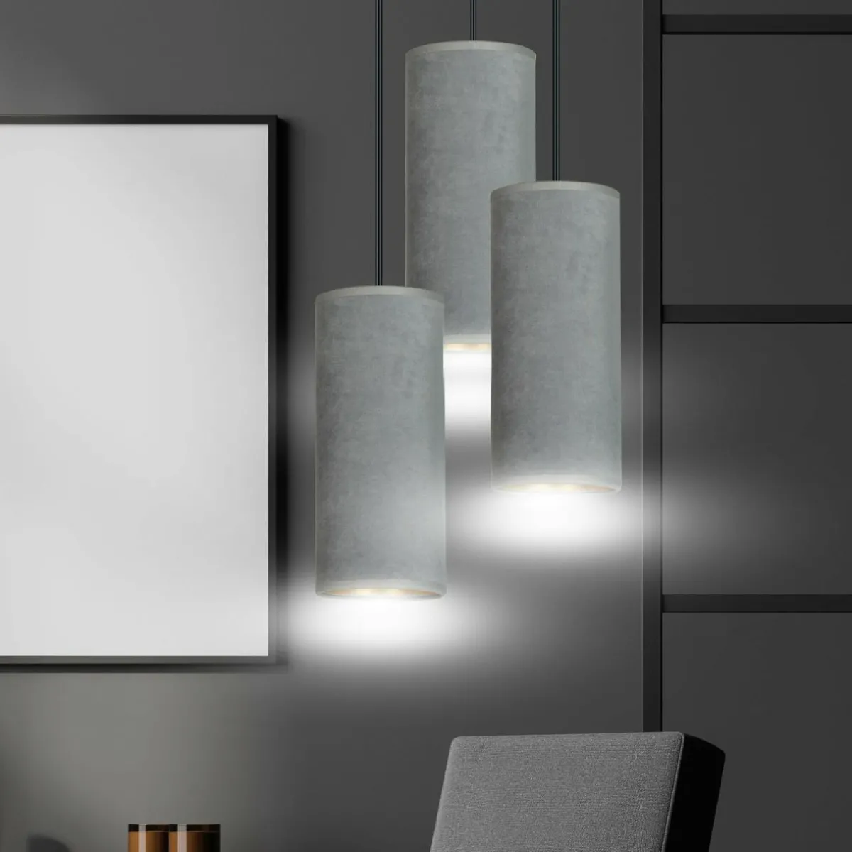 suspension_joni_tissu_ronde__lampes_gris_dor_0.webp Discount EMIBIG LIGHTING Suspension Joni tissu ronde 3 lampes gris doré