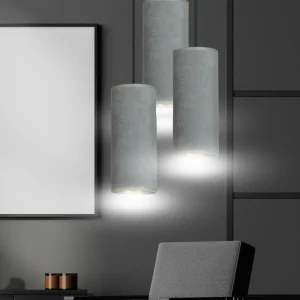 Discount EMIBIG LIGHTING Suspension Joni tissu ronde 3 lampes gris doré
