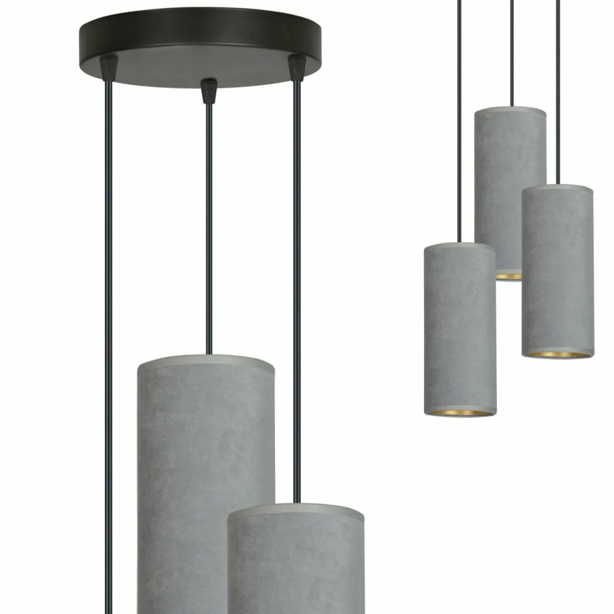 suspension_joni_tissu_ronde__lampes_gris_dor_4.webp Discount EMIBIG LIGHTING Suspension Joni tissu ronde 3 lampes gris doré