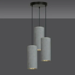 Discount EMIBIG LIGHTING Suspension Joni tissu ronde 3 lampes gris doré