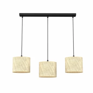 Discount Euluna Suspension Jovin à trois abat-jour rotin, linéaire