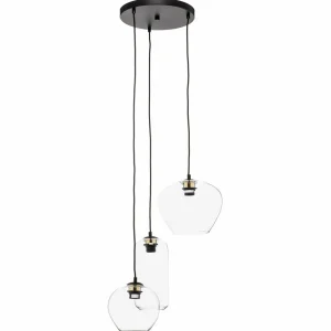 Fashion Argon Suspension Kaja à trois lampes, verre transparent