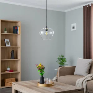 New Euluna Suspension Kaja avec boule en verre transparent, Ø 24 cm