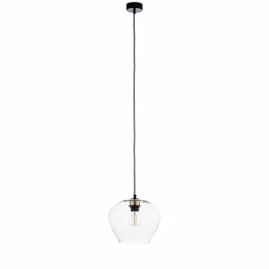 New Euluna Suspension Kaja avec boule en verre transparent, Ø 24 cm