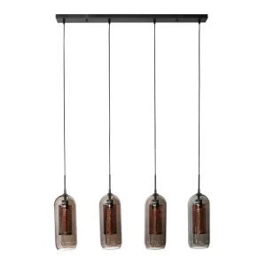 Discount Zijlstra Suspension Kamilian 4 lampes fumée/noire perforée