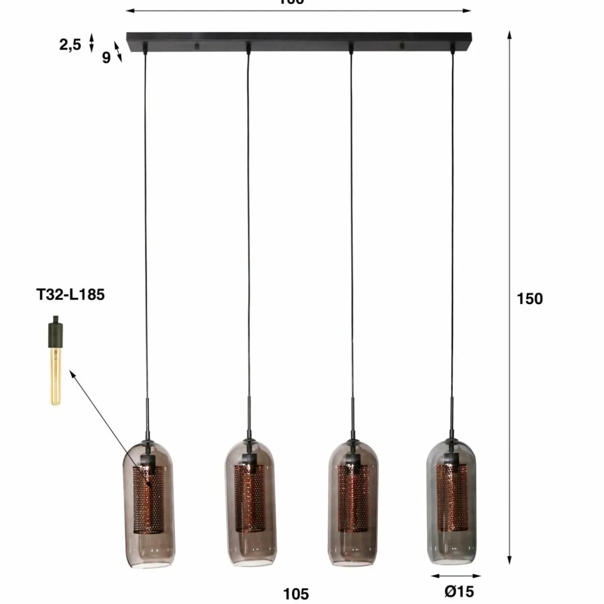 suspension_kamilian__lampes_fumenoire_perfore_1-1.webp Discount Zijlstra Suspension Kamilian 4 lampes fumée/noire perforée