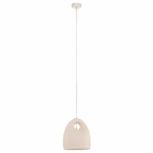 New SOLLUX LIGHTING Suspension Kano avec abat-jour céramique blanche