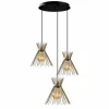 Fashion Opviq Suspension Kirpi 3086, doré, métal, 3 lampes rondes