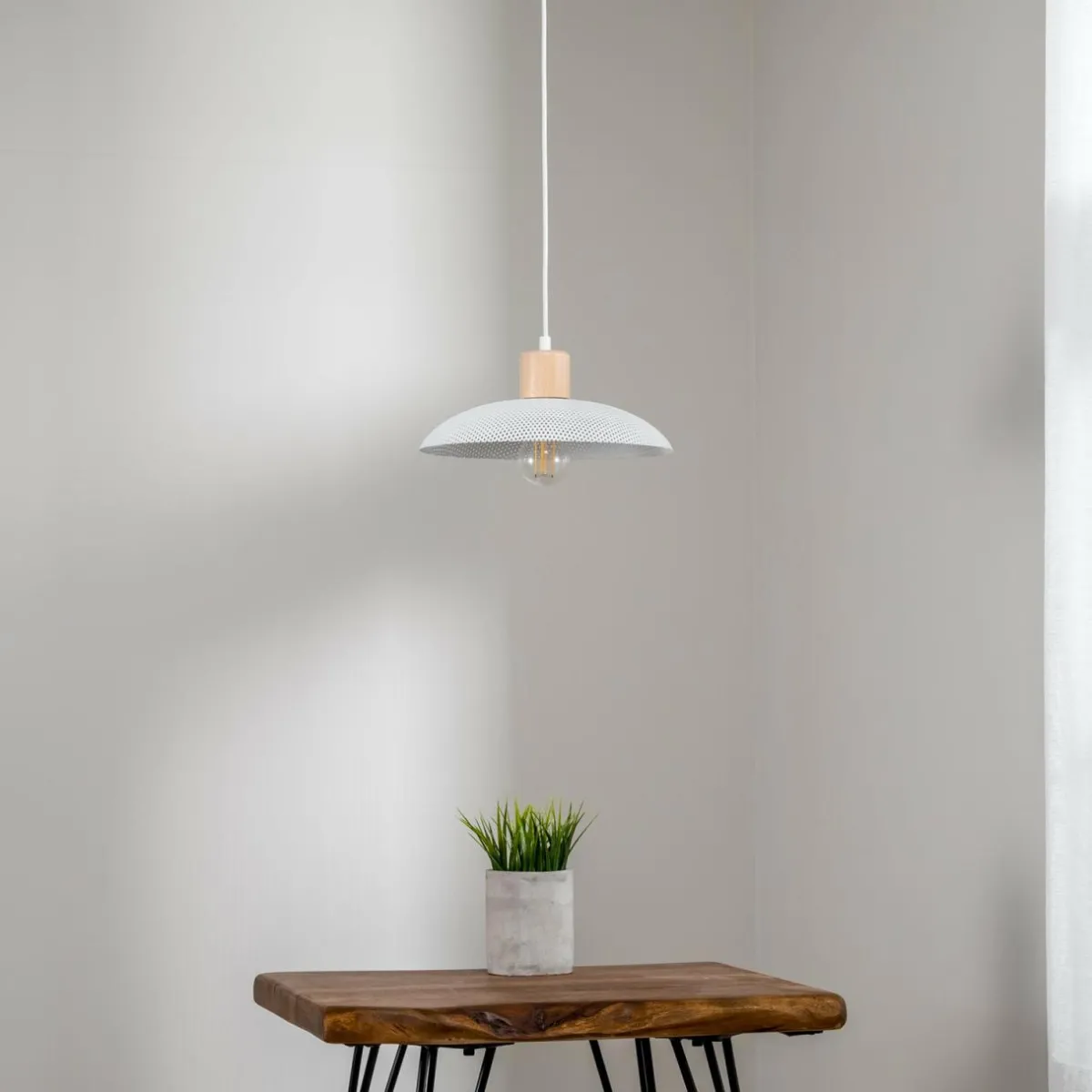 suspension_kobe___lampe_acier_bois_blanc_0.webp Cheap EMIBIG LIGHTING Suspension Kobe, à 1 lampe, acier, bois, blanc