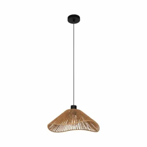 Outlet EGLO Suspension Lavister, noir/naturel, papier