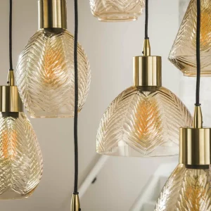 Shop Zijlstra Suspension Leaf, amber, Ø 60 cm, verre, à 9 lampes