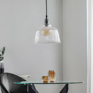 Store Lamkur Suspension Leana, transparent, 1 lampe, chromée