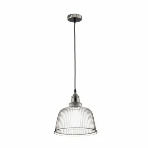 Store Lamkur Suspension Leana, transparent, 1 lampe, chromée