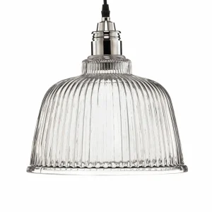 Store Lamkur Suspension Leana, transparent, 1 lampe, chromée