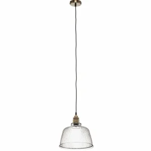 Store Euluna Suspension Leana, transparent, 1 lampe, laiton