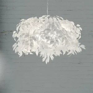 Flash Sale Reality Leuchten Suspension Leavy, chrome/blanc, Ø 70 cm, plastique
