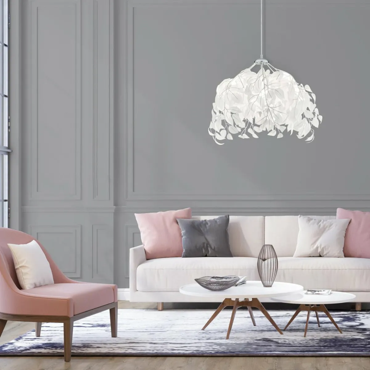 suspension_leavy_chromeblanc___cm_plastique_1.webp Sale Reality Leuchten Suspension Leavy, chrome/blanc, Ø 38 cm, plastique