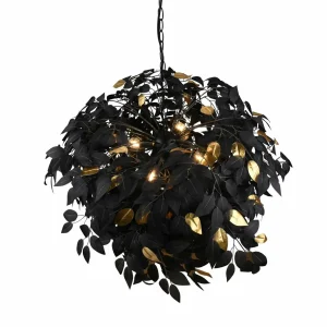 Sale Reality Leuchten Suspension Leavy, noir/or, Ø 70 cm, plastique