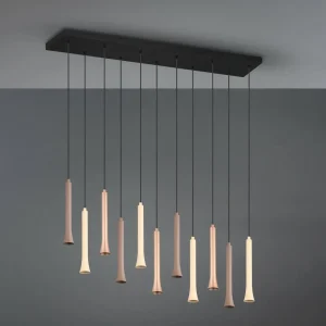 Clearance Trio Lighting Suspension LED Fiato, 11 lampes, long, métal, taupe, coffee