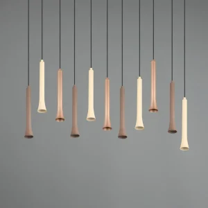 Clearance Trio Lighting Suspension LED Fiato, 11 lampes, long, métal, taupe, coffee