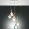 New Fabas Luce Suspension Lila, 5 lampes, gris fumé/ambre/clair/vert/bleu