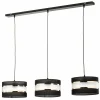 Store HELAM Suspension linéaire Helen noire-dorée 3 lampes