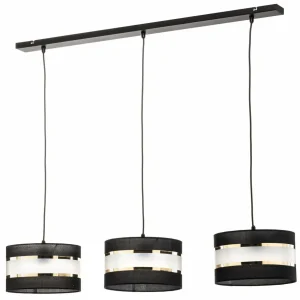 Store HELAM Suspension linéaire Helen noire-dorée 3 lampes