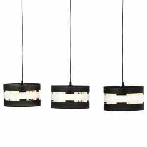 Store HELAM Suspension linéaire Helen noire-dorée 3 lampes