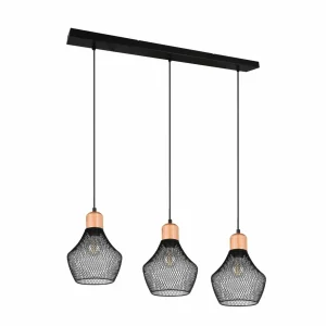 Hot Reality Leuchten Suspension linéaire Valeria, à trois lampes