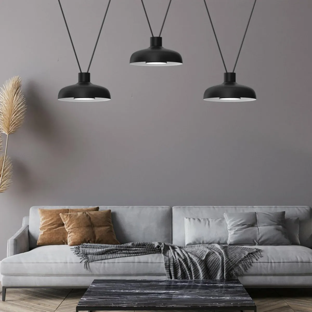 suspension_linea_noire___lampes_0.webp Sale Eko-Light Suspension Linea, noire, à 3 lampes