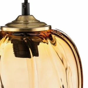 Cheap Solbika Lighting Suspension Linkeus I Abat-jour en verre brun clair Ø 19cm