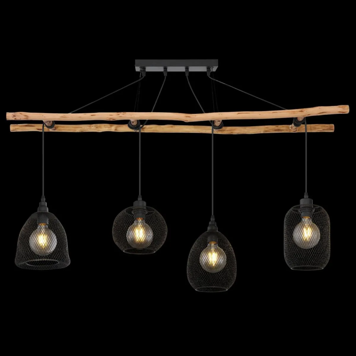 suspension_lioni_en_bois_avec__abatjour_mtal_3.webp New Globo Suspension Lioni en bois avec 4 abat-jour métal