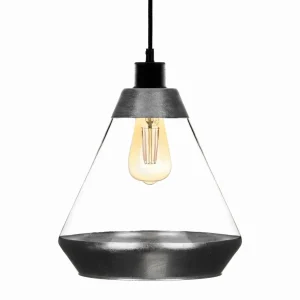 Fashion Solbika Lighting Suspension Lonceng en verre, décor argenté
