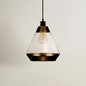 Discount Euluna Suspension Lonceng en verre, décor doré