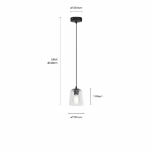 Cheap HELAM Suspension Lucea à 1 lampe avec abat-jour en verre transparent