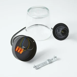 Cheap HELAM Suspension Lucea à 1 lampe avec abat-jour en verre transparent