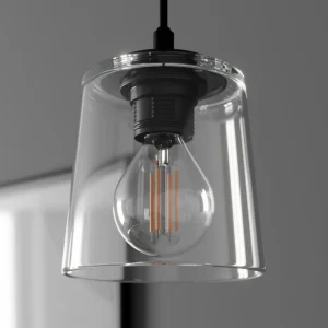 Cheap HELAM Suspension Lucea à 1 lampe avec abat-jour en verre transparent