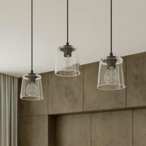 Store HELAM Suspension Lucea à 3 lampes transparent