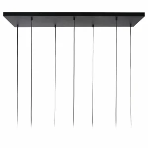 Outlet Lucide Suspension Maloto, verre, 7 flammes, ambre, 150 cm