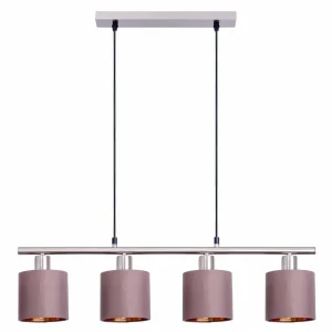 New Näve Suspension Maron, quatre lampes, tissu, brun/doré
