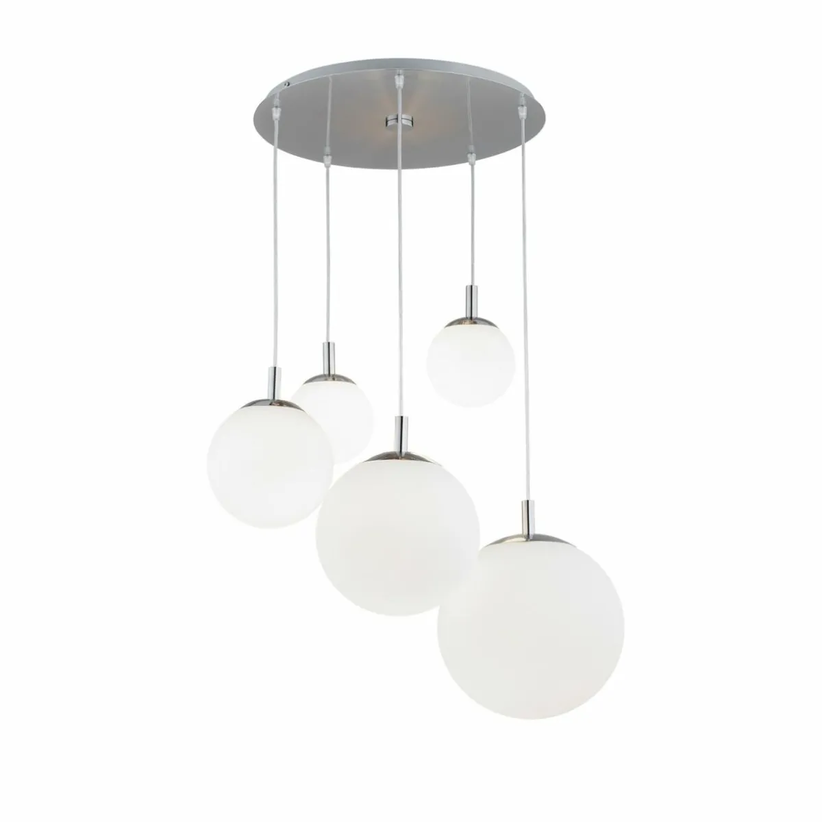 suspension_maroni_chromeblanc_verre___lampes_0.webp Sale Argon Suspension Maroni, chrome/blanc, verre, à 5 lampes