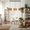 Shop Briloner Suspension Mata à 3 lampes, marron, tissu, E27