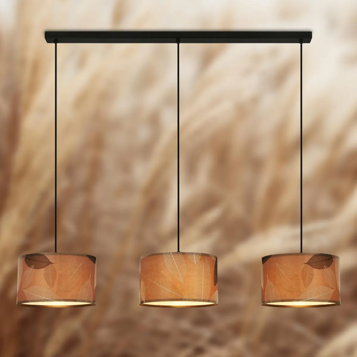 suspension_mata___lampes_marron_tissu_e_1.webp Shop Briloner Suspension Mata à 3 lampes, marron, tissu, E27