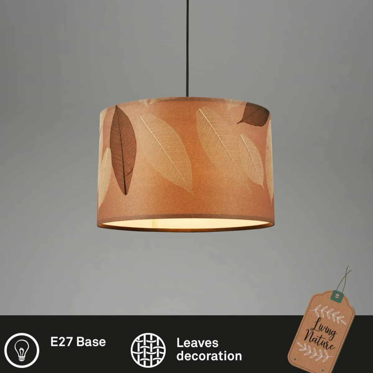 suspension_mata__lampe_marron_tissu___cm_2.webp Online Briloner Suspension Mata, 1 lampe, marron, tissu, Ø 35 cm