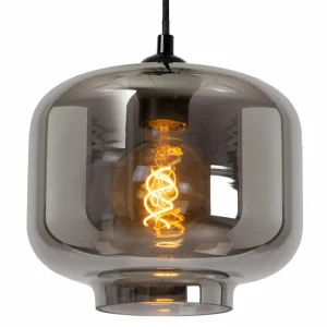 Shop Lucide Suspension Médine, gris fumé, angulaire, verre, 3 lampes, E27