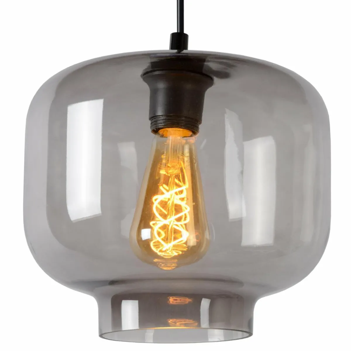 suspension_medine_gris_fum___cm_verre___lampe_2.webp Best Sale Lucide Suspension Medine, gris fumé, Ø 25 cm, verre, à 1 lampe